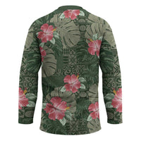 Hawaii Hockey Jersey Green Polynesian Monstera Patterns - Polynesian Pride