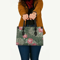 Hawaii Leather Bag Green Polynesian Monstera Patterns - Polynesian Pride
