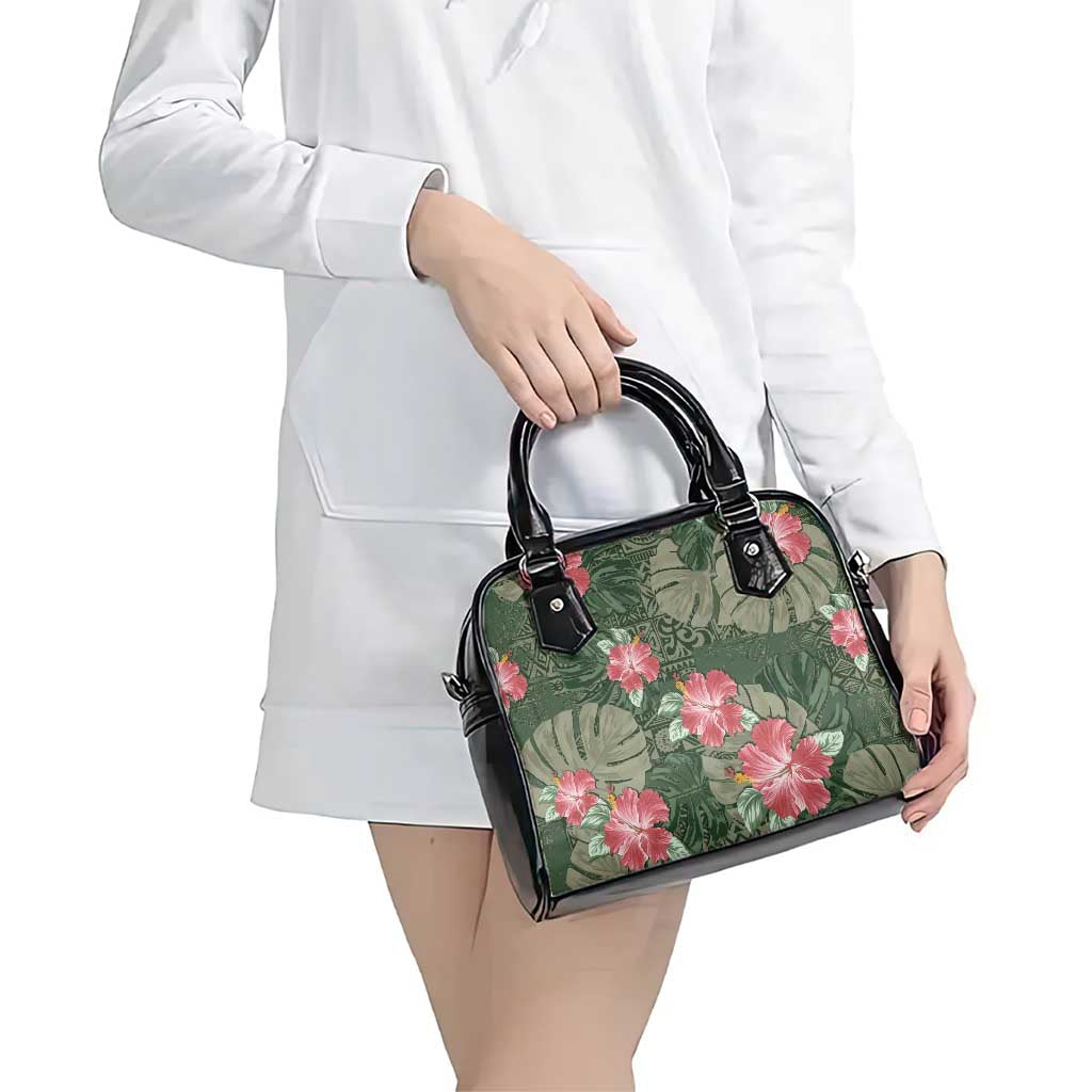 Hawaii Shoulder Handbag Green Polynesian Monstera Patterns - Polynesian Pride