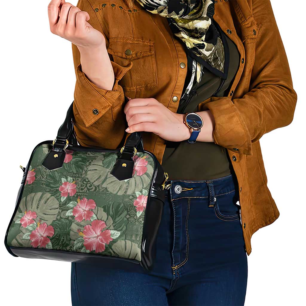 Hawaii Shoulder Handbag Green Polynesian Monstera Patterns - Polynesian Pride