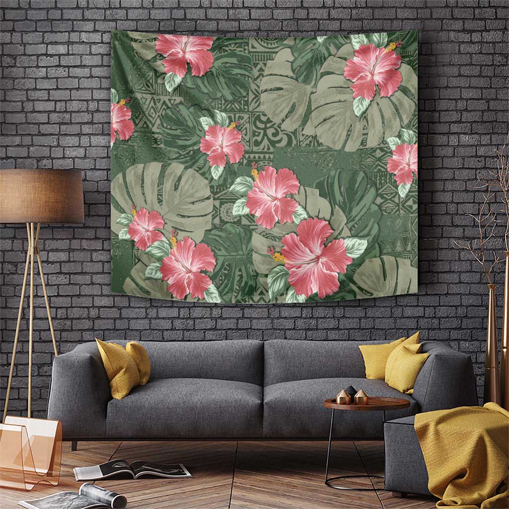 Hawaii Tapestry Green Polynesian Monstera Patterns DT05 Green - Polynesian Pride