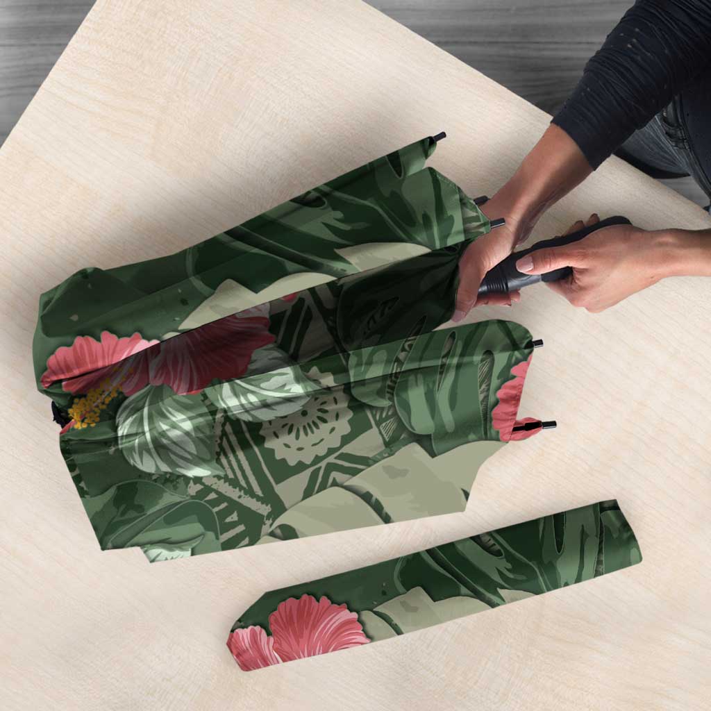 Hawaii Umbrella Green Polynesian Monstera Patterns - Polynesian Pride