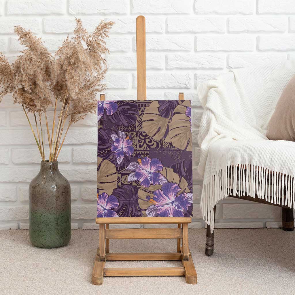 Hawaii Canvas Wall Art Purple Polynesian Monstera Patterns - Polynesian Pride