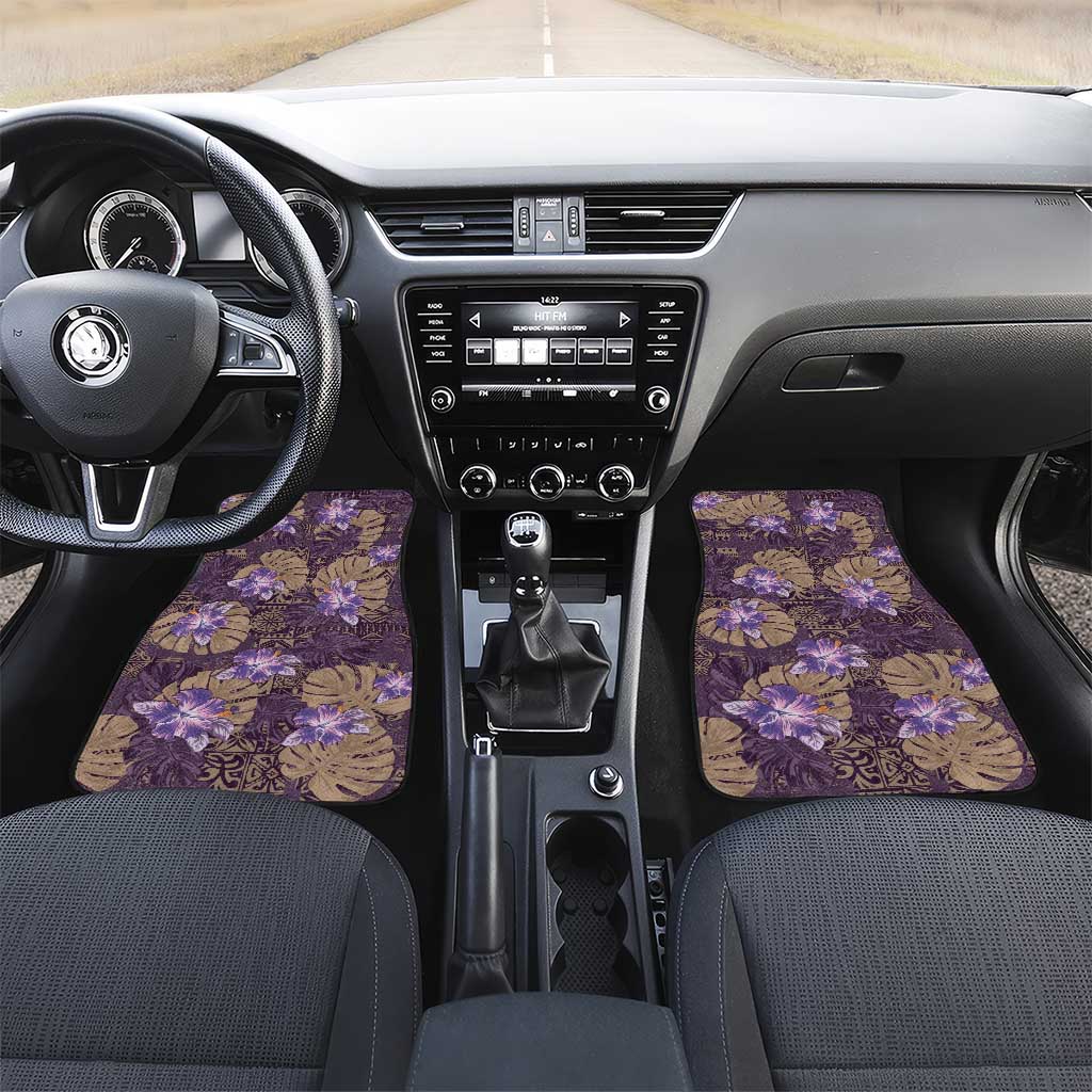 Hawaii Car Mats Purple Polynesian Monstera Patterns - Polynesian Pride