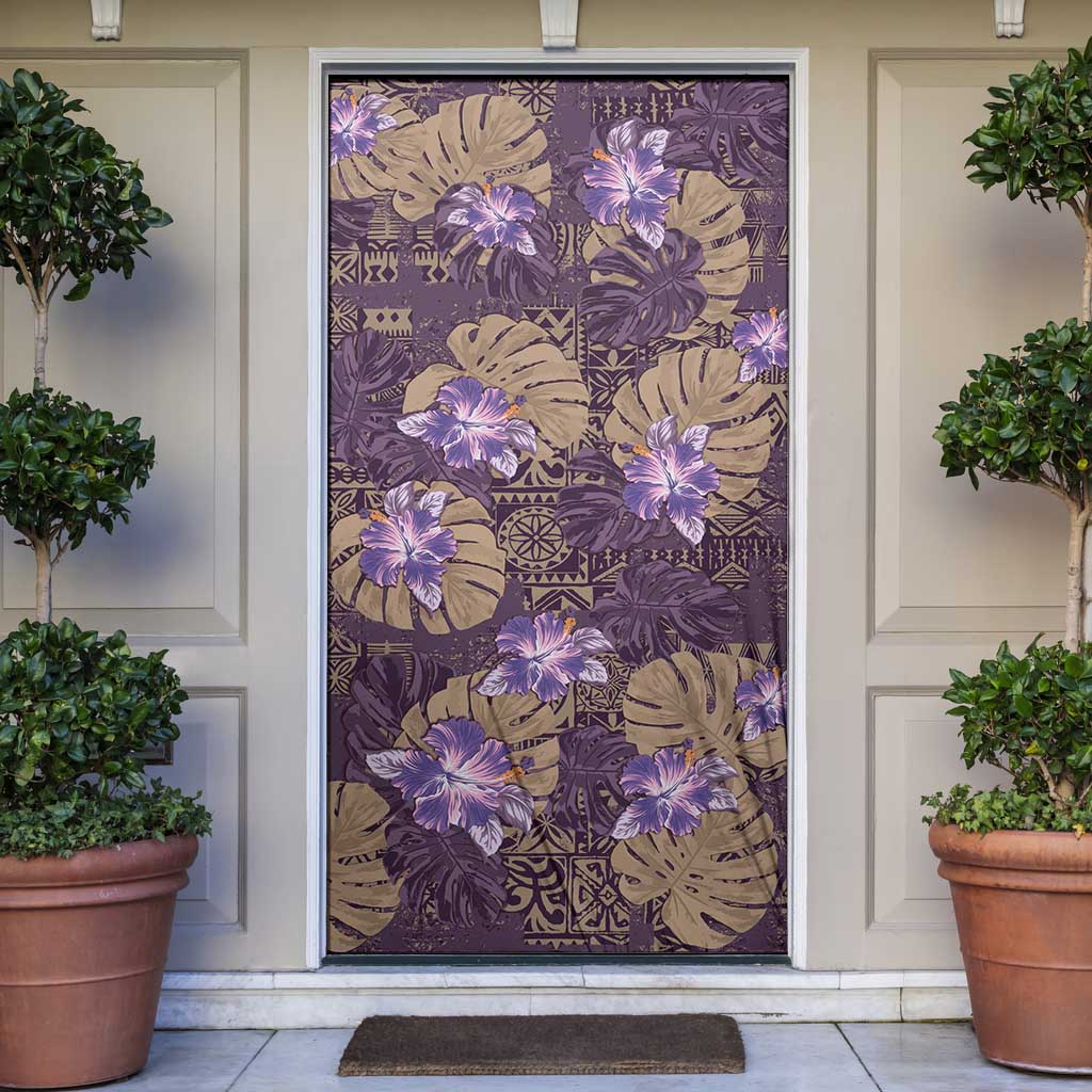 Hawaii Door Cover Purple Polynesian Monstera Patterns DT05 Purple - Polynesian Pride