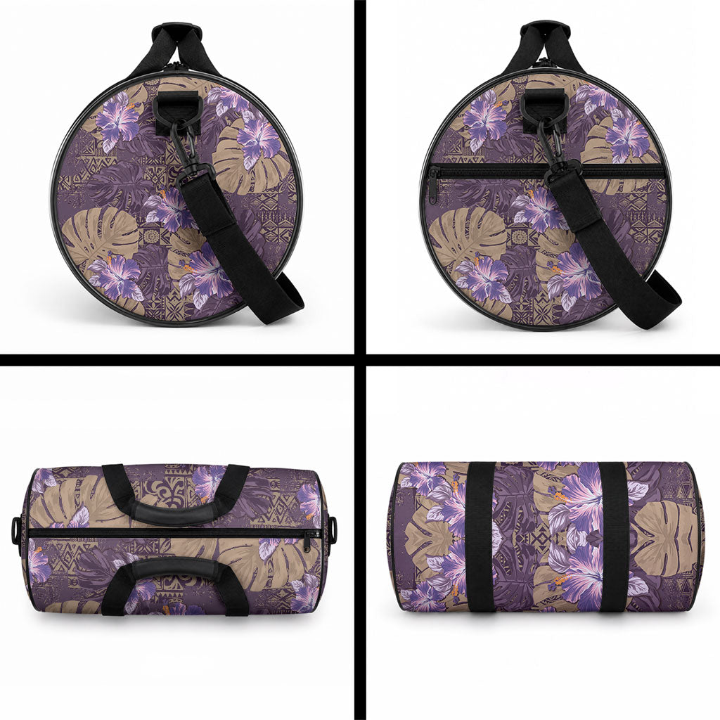 Hawaii Duffle Bag Purple Polynesian Monstera Patterns