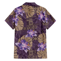 Hawaii Family Matching Long Sleeve Bodycon Dress and Hawaiian Shirt Purple Polynesian Monstera Patterns - Polynesian Pride