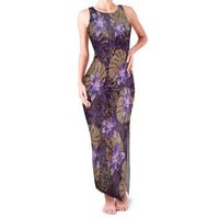 Hawaii Family Matching Tank Maxi Dress and Hawaiian Shirt Purple Polynesian Monstera Patterns - Polynesian Pride