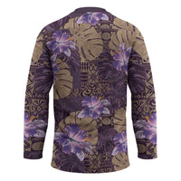 Hawaii Hockey Jersey Purple Polynesian Monstera Patterns - Polynesian Pride