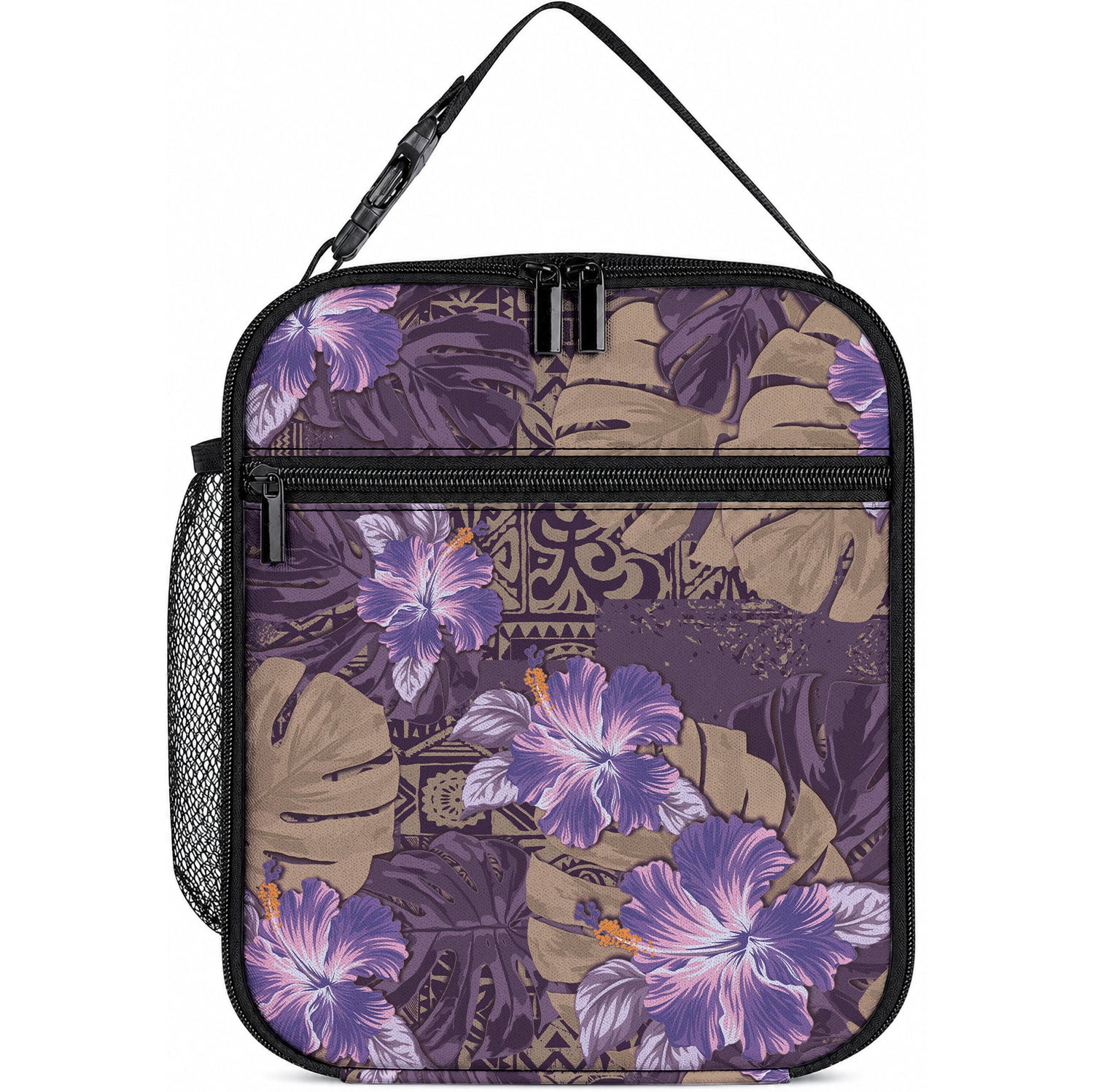 Hawaii Lunch Bag Purple Polynesian Monstera Patterns DT05 10.2 × 8.3 × 4.3 inch Purple - Polynesian Pride