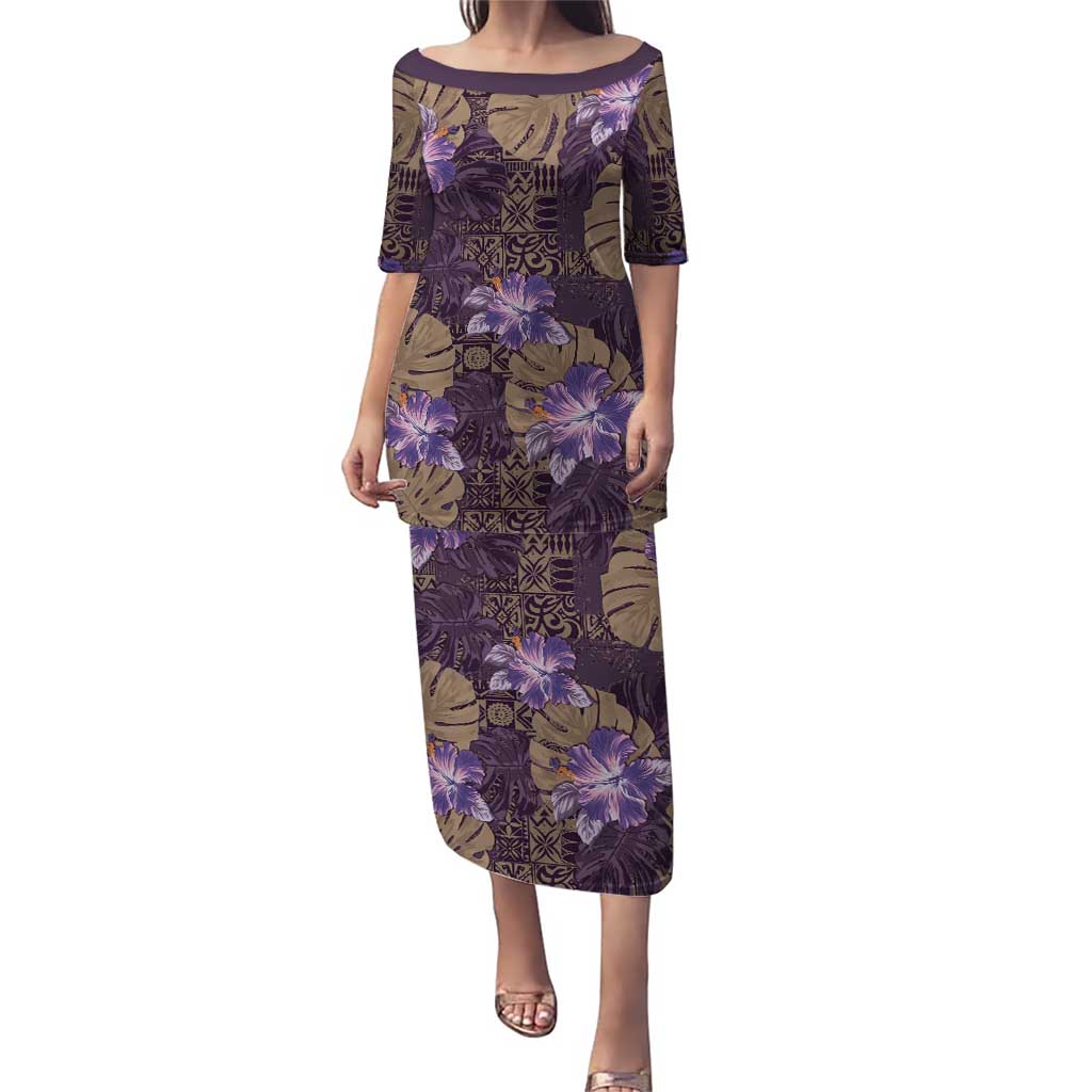 Hawaii Puletasi Purple Polynesian Monstera Patterns - Polynesian Pride