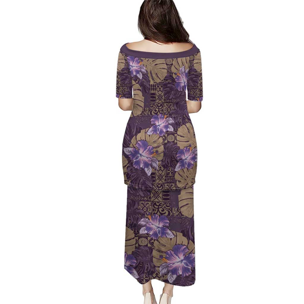 Hawaii Puletasi Purple Polynesian Monstera Patterns - Polynesian Pride