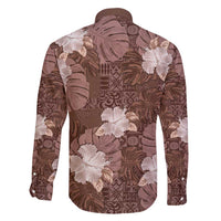 Hawaii Family Matching Off Shoulder Maxi Dress and Hawaiian Shirt Brown Polynesian Monstera Patterns - Polynesian Pride