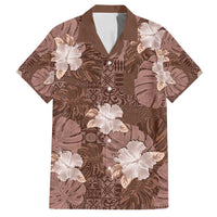 Hawaii Family Matching Puletasi and Hawaiian Shirt Brown Polynesian Monstera Patterns - Polynesian Pride