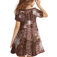 Hawaii Family Matching Tank Maxi Dress and Hawaiian Shirt Brown Polynesian Monstera Patterns - Polynesian Pride