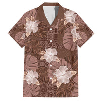 Hawaii Family Matching Tank Maxi Dress and Hawaiian Shirt Brown Polynesian Monstera Patterns - Polynesian Pride