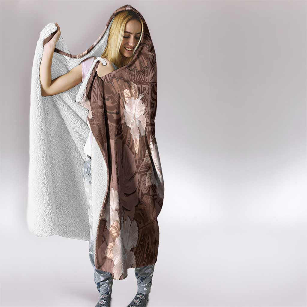 Hawaii Hooded Blanket Brown Polynesian Monstera Patterns - Polynesian Pride