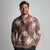 Hawaii Long Sleeve Polo Shirt Brown Polynesian Monstera Patterns - Polynesian Pride