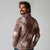 Hawaii Long Sleeve Polo Shirt Brown Polynesian Monstera Patterns - Polynesian Pride