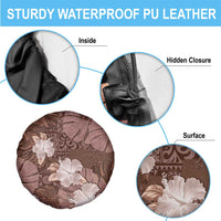 Hawaii Spare Tire Cover Brown Polynesian Monstera Patterns - Polynesian Pride