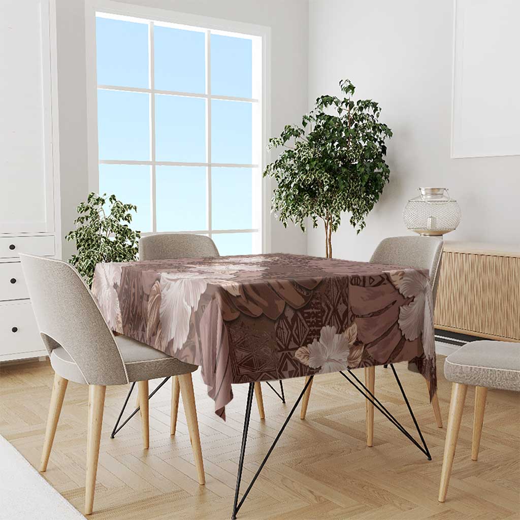 Hawaii Tablecloth Brown Polynesian Monstera Patterns - Polynesian Pride
