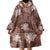 Hawaii Wearable Blanket Hoodie Brown Polynesian Monstera Patterns - Polynesian Pride