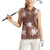Hawaii Women Sleeveless Polo Shirt Brown Polynesian Monstera Patterns - Polynesian Pride