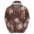 Hawaii Zip Hoodie Brown Polynesian Monstera Patterns - Polynesian Pride