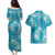 Hawaii Couples Matching Puletasi and Hawaiian Shirt Teal Polynesian Monstera Patterns - Polynesian Pride