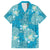 Hawaii Family Matching Off The Shoulder Long Sleeve Dress and Hawaiian Shirt Teal Polynesian Monstera Patterns - Polynesian Pride