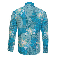 Hawaii Family Matching Short Sleeve Bodycon Dress and Hawaiian Shirt Teal Polynesian Monstera Patterns - Polynesian Pride