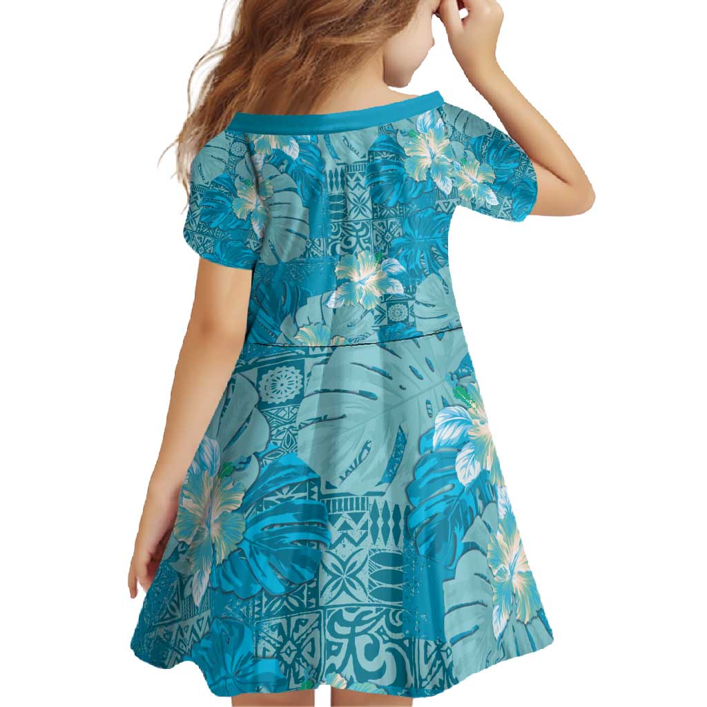 Hawaii Family Matching Summer Maxi Dress and Hawaiian Shirt Teal Polynesian Monstera Patterns - Polynesian Pride