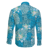 Hawaii Family Matching Tank Maxi Dress and Hawaiian Shirt Teal Polynesian Monstera Patterns - Polynesian Pride