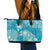 Hawaii Leather Tote Bag Teal Polynesian Monstera Patterns - Polynesian Pride