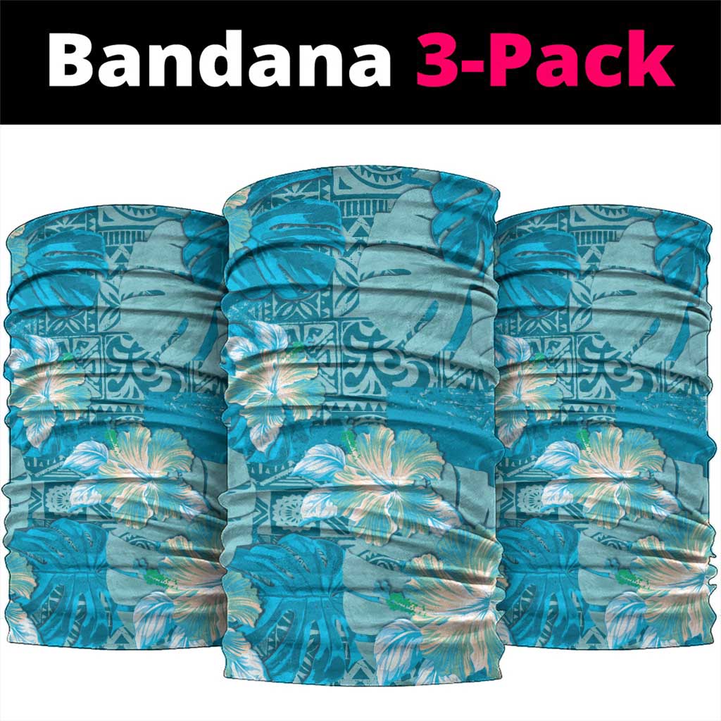 Hawaii Neck Gaiter Teal Polynesian Monstera Patterns DT05