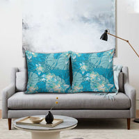 Hawaii Pillow Cover Teal Polynesian Monstera Patterns - Polynesian Pride