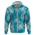 Hawaii Zip Hoodie Teal Polynesian Monstera Patterns - Polynesian Pride