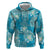 Hawaii Zip Hoodie Teal Polynesian Monstera Patterns - Polynesian Pride