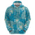 Hawaii Zip Hoodie Teal Polynesian Monstera Patterns - Polynesian Pride