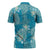 Hawaii Zipper Polo Shirt Teal Polynesian Monstera Patterns - Polynesian Pride