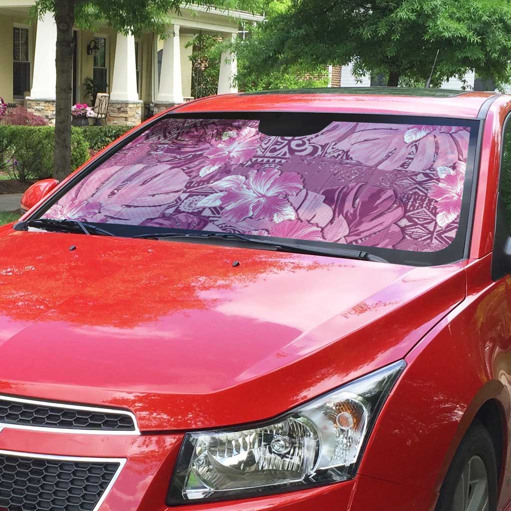 Hawaii Auto Sun Shade Magenta Polynesian Monstera Patterns - Polynesian Pride