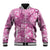 Hawaii Baseball Jacket Magenta Polynesian Monstera Patterns - Polynesian Pride