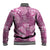 Hawaii Baseball Jacket Magenta Polynesian Monstera Patterns - Polynesian Pride