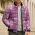 Hawaii Bomber Puffer Jacket Magenta Polynesian Monstera Patterns - Polynesian Pride