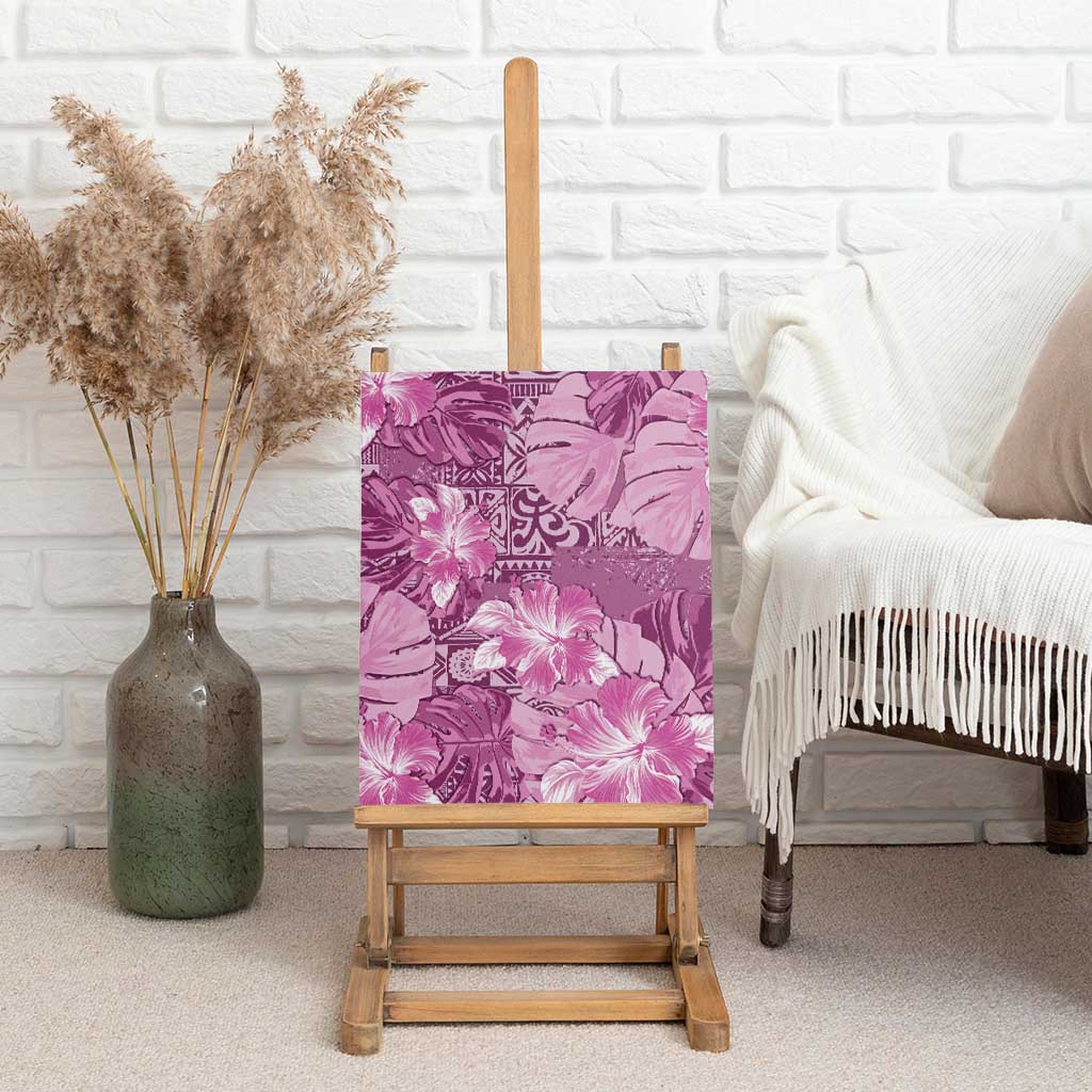 Hawaii Canvas Wall Art Magenta Polynesian Monstera Patterns - Polynesian Pride
