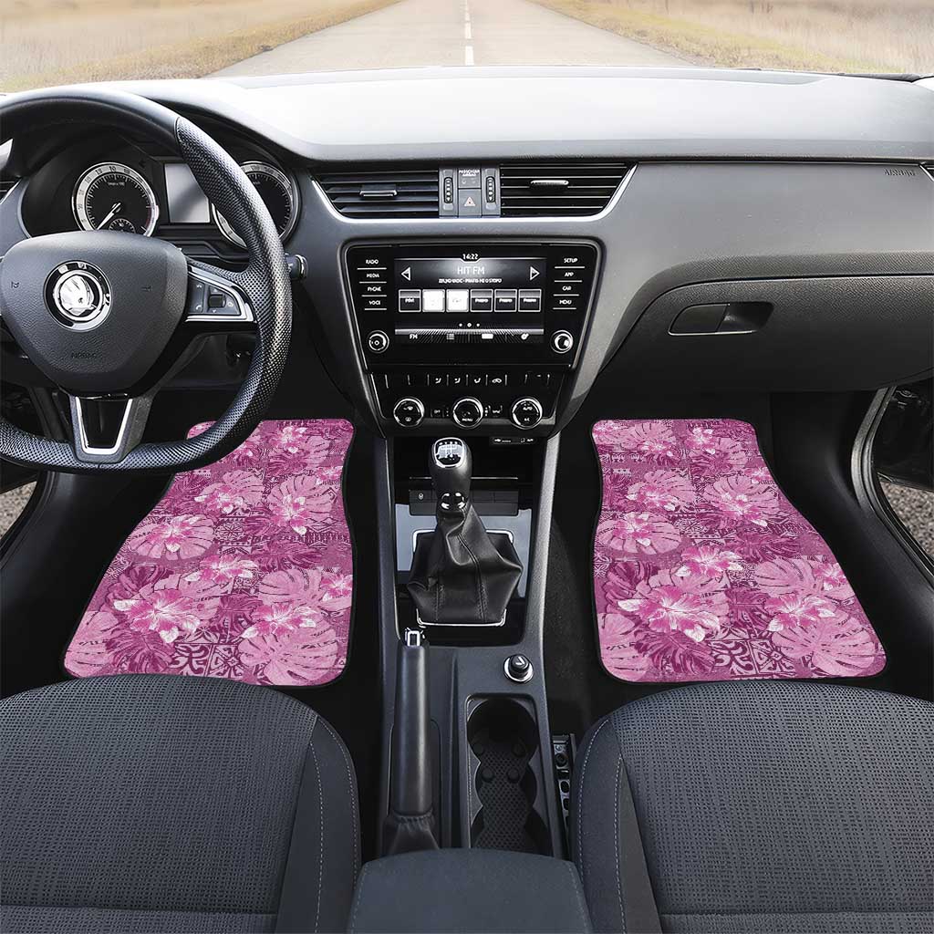 Hawaii Car Mats Magenta Polynesian Monstera Patterns - Polynesian Pride