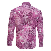 Hawaii Family Matching Off Shoulder Short Dress and Hawaiian Shirt Magenta Polynesian Monstera Patterns - Polynesian Pride