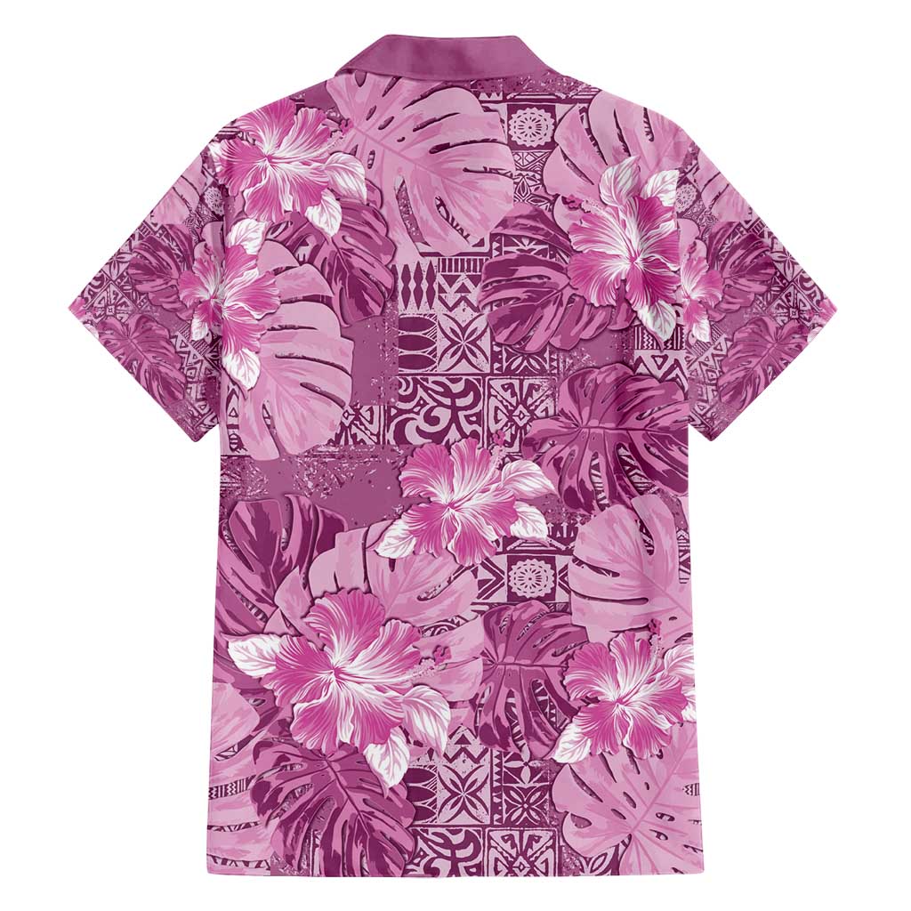 Hawaii Family Matching Summer Maxi Dress and Hawaiian Shirt Magenta Polynesian Monstera Patterns - Polynesian Pride