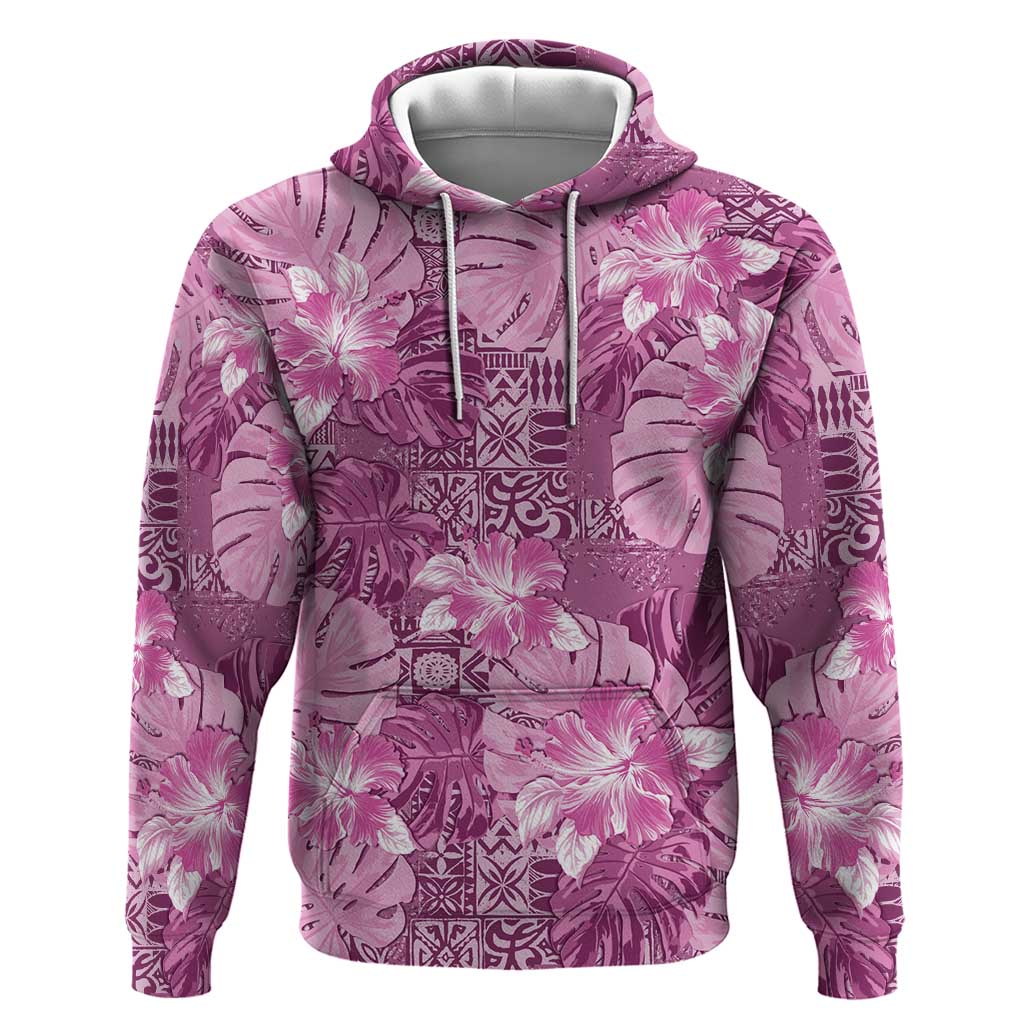Hawaii Hoodie Magenta Polynesian Monstera Patterns - Polynesian Pride