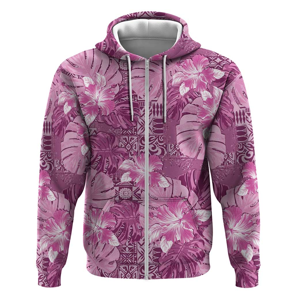 Hawaii Hoodie Magenta Polynesian Monstera Patterns - Polynesian Pride